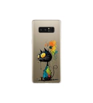 Samsung Galaxy Note 8 ile Uyumlu Splash Kedi Tasarımlı Şeffaf Silikon Kılıf