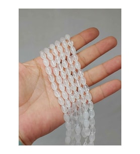 Bileklik Boy Kristal Kuvars Taşı Arpa Kesim Yarım Dizi 6*8.5mm (51118) (18CM UZUNLUĞUNDADIR)