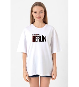 La Casa De Papel Berlin Beyaz Kadın Oversize Tshirt