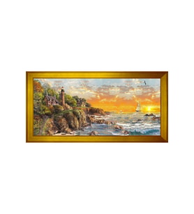 Manzara Temalı Kanvas Tablo 50 x 70 cm Gold Çerçeve