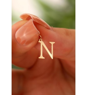14 Ayar Altın N Harfi Harf Kolye Ucu