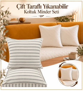 Çift Taraflı Jakarlı Yıkanabilir Koltuk Pedi & Minderi & Şiltesi-Kırlent Hediyeli