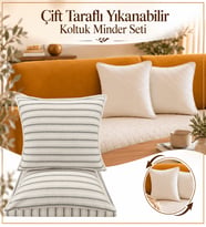Çift Taraflı Jakarlı Yıkanabilir Koltuk Pedi & Minderi & Şiltesi-Kırlent Hediyeli