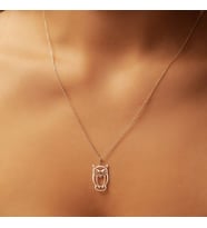 Minimal Baykuş Kolye 925K Gümüş