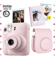 Instax mini 12 Pembe Fotoğraf Makinesi-20'lu Film-Mini Albüm ve Deri Kılıf Seti