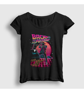 Presmono Kadın Siyah Watch Film Geleceğe Dönüş Back To The Future T-Shirt 243688tt