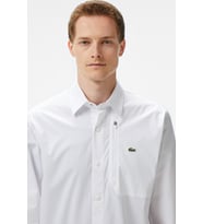 Lacoste Mens Regular Fit White Shirt Standart Kesim Çıtçıt Düğmeli Fermuar Cepli Erkek Gömlek Beyaz