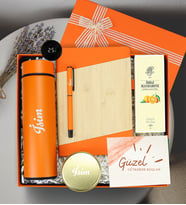 Kişiye Özel Termos & Defter & Kalem & Kolonya & Mum Hediye Seti