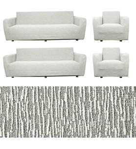 Jakarlı Düz Desen 3 3 1 1 Lastikli Koltuk Örtüsü Takımı Kanepe Çekyat Örtüsü Koltuk Kılıfı taş gri 180 x 230