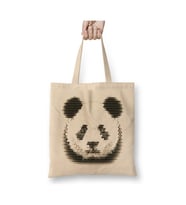 Geometric Animal Panda Beyaz Bez Çanta Uzun Saplı Alışveriş Çantası Plaj Çantası