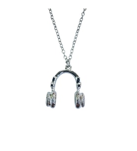 üziği Hisset  Metal DJ Kulaklık Figürlü Unisex Kolye – 60 cm Zincir (Gümüş)