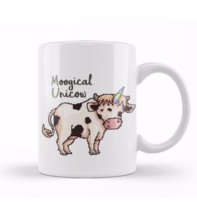 Moogical Unicow Unicorn Cow Pixel Art Kupa Bardak Porselen