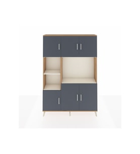 Arges Dolap 9 Raflı 6 Kapaklı 132x30x195 Çam-Antrasit/Aytaşı