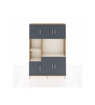 Arges Dolap 9 Raflı 6 Kapaklı 132x30x195 Çam-Antrasit/Aytaşı