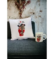 Anne Bebek Kupa Bardak ve Yastık Set (Beyaz)