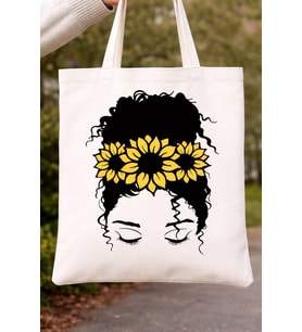 Le Vion kadın saç ayçiçeği - Baskılı Bez Çanta 38x42 cm 170 Gr Omuz Çantası Kadın Alışveriş Çantası