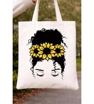 Le Vion kadın saç ayçiçeği - Baskılı Bez Çanta 38x42 cm 170 Gr Omuz Çantası Kadın Alışveriş Çantası