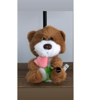 Sevimli Gül Tutan Ayıcık Peluş Oyuncak Anahtarlık Hediyelik Uyku Arkadaşı 15 Cm (Çok Renkli)