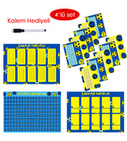 4'lü Çarpım Tablosu Seti - Kalem Hediyeli (Taraftar Sarı Lacivert) (Çok Renkli)