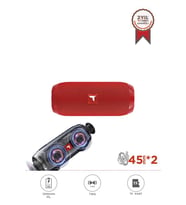 Torima D47 Kırmızı Bluetooth Hoparlör Kablosuz Taşınabilir Ses Bombası TWS, USB, TF Kart, 1200 mah
