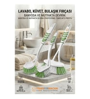 3'lü Profesyonel Temizlik Fırçası Seti - Ergonomik Banyo, Lavabo ve Bulaşık Fırçası 723095