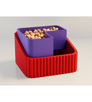 3D Baskı Fıstık Kasesi - Çift Hazneli Kabuk Ayırıcı Sunum Kasesi - Kırmızı Mor