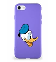 Apple iPhone SE 2020 Soft Premier Kapak Donald Duck-F Tasarımlı Silikon Kılıf - Mor (Şeffaf)