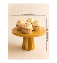 Kek Pasta Sunum Standı Cupcake Standı 20 cm Sarı