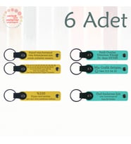 Sarı & Turkuaz, Doğum Günü Sürprizi İçin Hazırlanan, 6'lı Set, Kişiye Özel İsimli Deri Anahtarlık