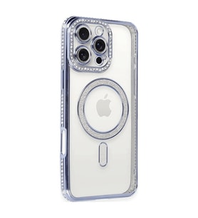 Apple İphone 16 Pro Kılıf Joke Simli Magneticsafe Kılıf - Mavi