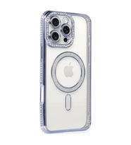 Apple İphone 16 Pro Kılıf Joke Simli Magneticsafe Kılıf - Mavi