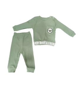 KIDDIMAX BABY 2802CH Bebek Cepli Ayı Nakışlı Yeşil Eşofman Takımı 