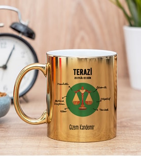 Kişiye Özel Terazi Burcuna Hediye Gold Kupa Bardak