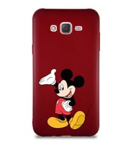 Samsung Galaxy J7 Core Soft Premier Kapak Mickey Mouse-C Tasarımlı Silikon Kılıf - Mürdüm (Şeffaf)