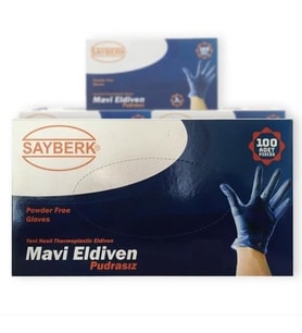 Yeni Nesil Hibrit Pudrasız Mavi Eldiven ( S ) 100 Adet