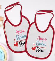 BK Kids Annem Babam Ben Tasarımlı 2’li Kırmızı Mama Önlüğü-1