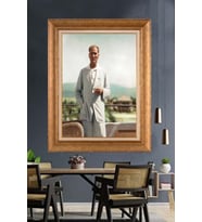 Altın Varaklı Çerçeveli Paspartulu Atatürk Tablo nh317 (Gold)