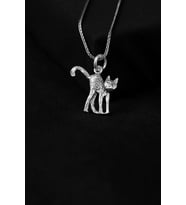 ENCİLİ SİLVER 925 Ayar Gümüş Kedi Model Unisex Kolye