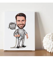 Boyacı Erkek Karikatürlü Kanvas Tablo