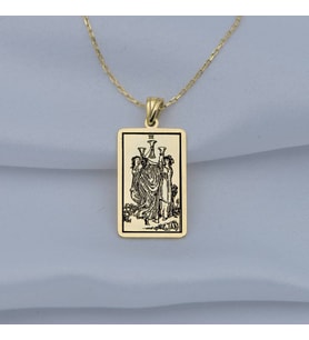 24 Ayar Has Altın Kaplama  Tarot (Three of Cups) Üç Bardak Gümüş Kolye