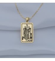 24 Ayar Has Altın Kaplama  Tarot (Three of Cups) Üç Bardak Gümüş Kolye