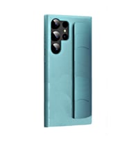 ScHitec Samsung Galaxy S24 Ultra Uyumlu Premium  Case Parmak Askılı Telefon Kılıfı Açık Mavi (Siyah)