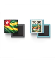 Buzdolap Magnetleri - Togo Bayrağı ve Lomé Posta Pulu Tema - 2'li Set Magneti