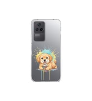 Poco F4 ile Uyumlu Splash Köpek Tasarımlı Şeffaf Silikon Kılıf