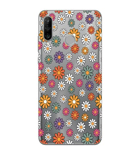 Huawei P30 Lite Uyumlu Çiçek Desenli Şeffaf Telefon Kılıfı