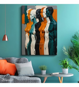 Dikey Kanvas Tablo İnsan Figürleri Modern Soyut Sanat Tablosu Ev Ofis Duvar Dekoru