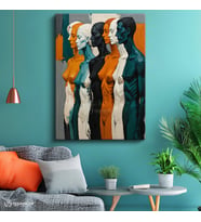 Dikey Kanvas Tablo İnsan Figürleri Modern Soyut Sanat Tablosu Ev Ofis Duvar Dekoru