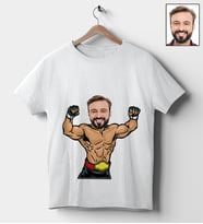 Kişiye Özel Güreşçi Tasarımlı Karikatür Tişört 99 (Beyaz)
