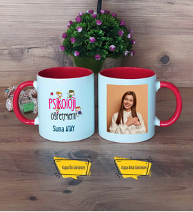 Psikoloji Öğretmeni Kupa Bardak Kırmızı Fotoğraflı Öğretmenler Günü Hediyesi