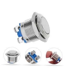 Powermaster Ic-182 D98 Buton Metal Düz Push 19 Mm PBS28B-2